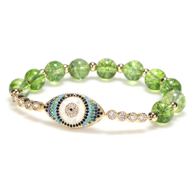 Buddha Stones May Light and Protection Be With You Peridot Bracelet Includes Gift Message Card