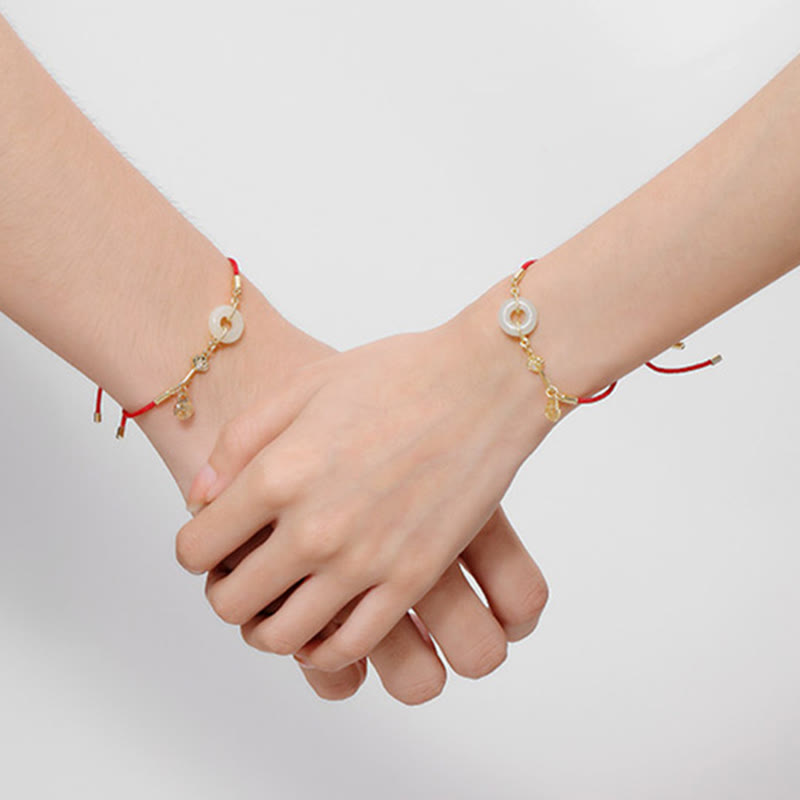 Buddha Stones Wishing You Peace and Protection Jade Red Rope Bracelet Includes Gift Message Card
