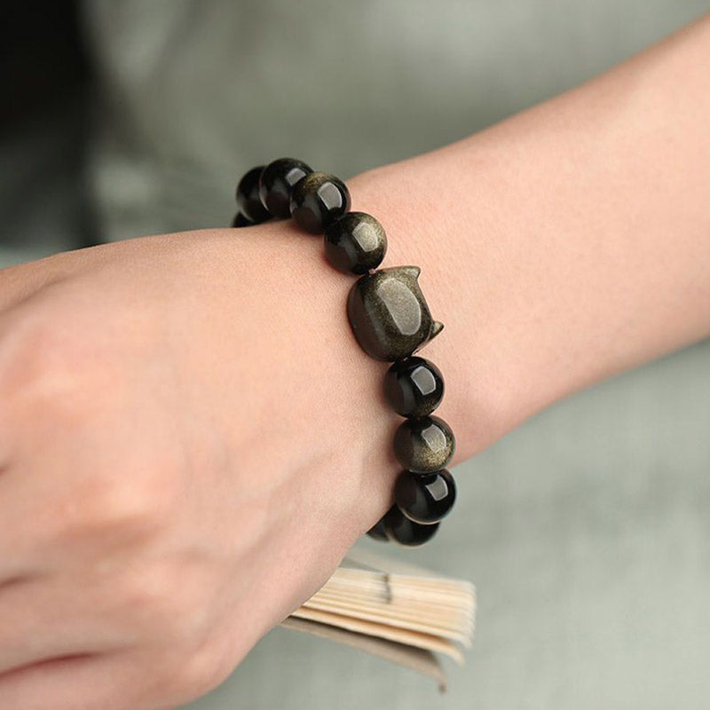 Buddha Stones All the best for Luck and Confidence Lovely Cat Bracelet Includes Gift Message Card