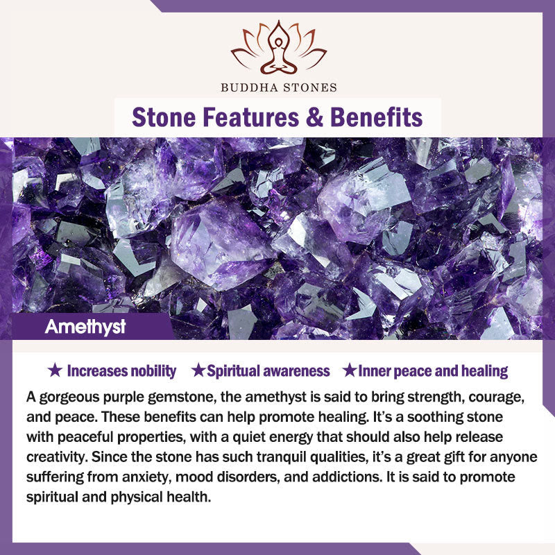 Buddha Stones All the best for Calm and Wisdom Amethyst Safe Bracelet Includes Gift Message Card