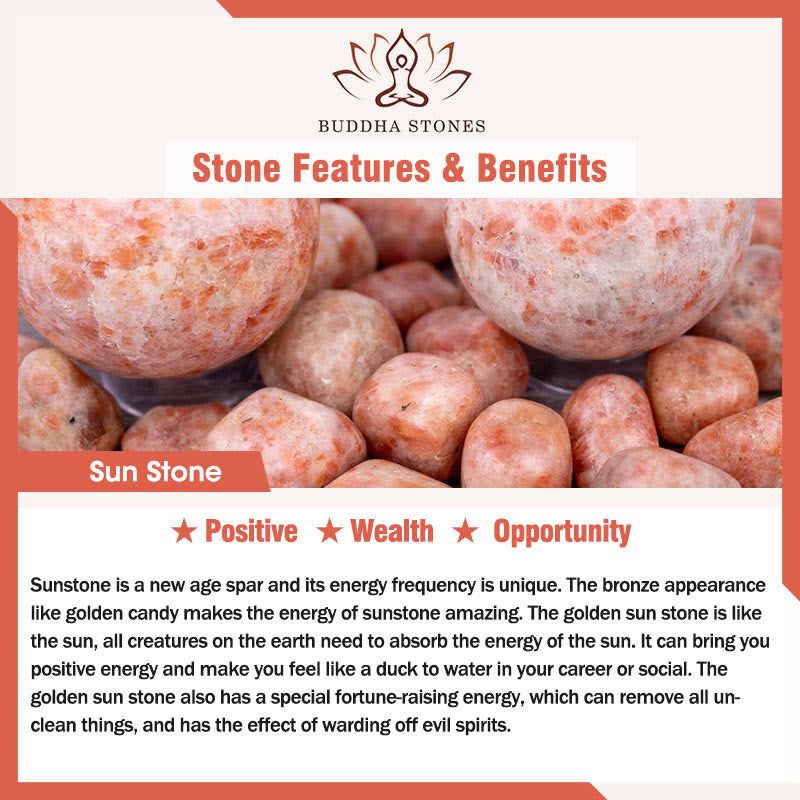 Buddha Stones Wishing You Light and Happiness Sun Stone Bracelet Includes Gift Message Card