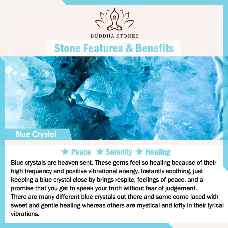 Buddha Stones Sending You Peace and Grace Blue Crystal Flower Bracelet Includes Gift Message Card