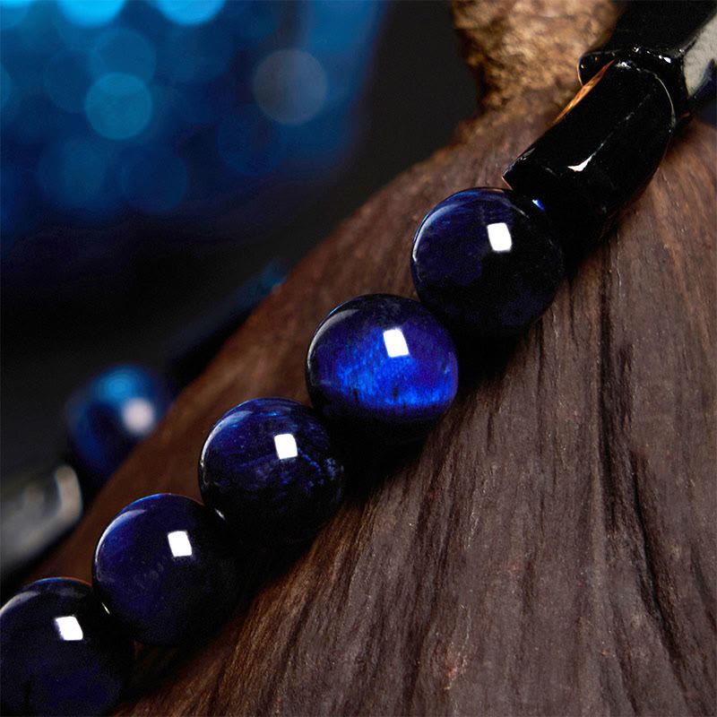 Buddha Stones Wishing You Strength and Clarity Blue Tiger Eye Bracelet Includes Gift Message Card