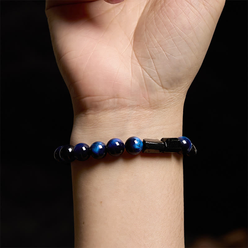 Buddha Stones Wishing You Strength and Clarity Blue Tiger Eye Bracelet Includes Gift Message Card