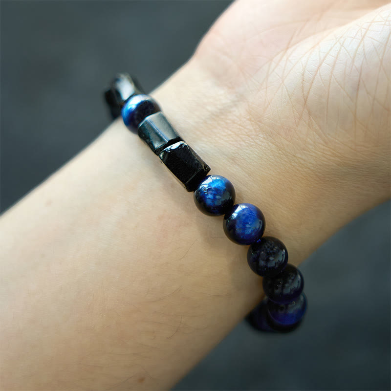 Buddha Stones Wishing You Strength and Clarity Blue Tiger Eye Bracelet Includes Gift Message Card