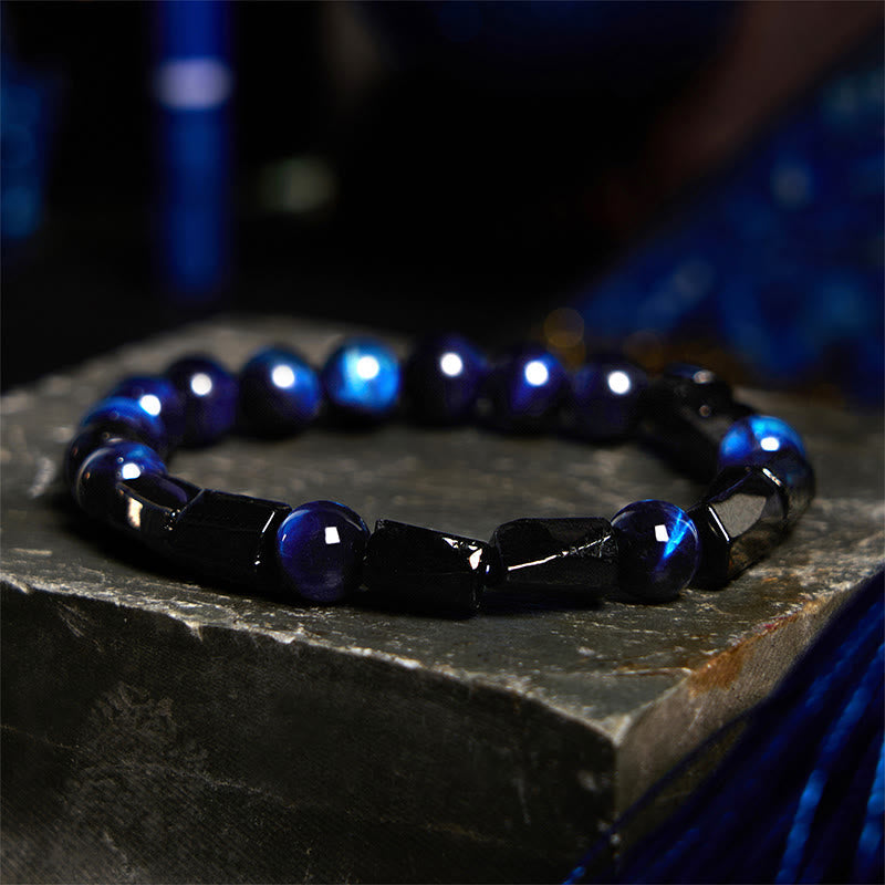 Buddha Stones Wishing You Strength and Clarity Blue Tiger Eye Bracelet Includes Gift Message Card