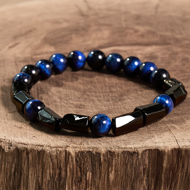 Buddha Stones Wishing You Strength and Clarity Blue Tiger Eye Bracelet Includes Gift Message Card