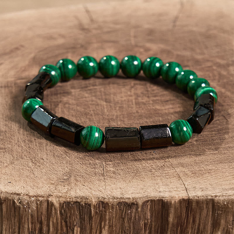 Buddha Stones May Peace and Power Walk Beside You Malachite Bracelet Includes Gift Message Card