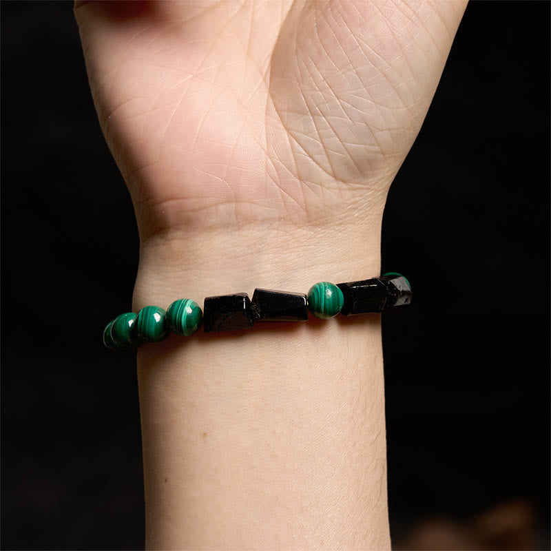 Buddha Stones May Peace and Power Walk Beside You Malachite Bracelet Includes Gift Message Card