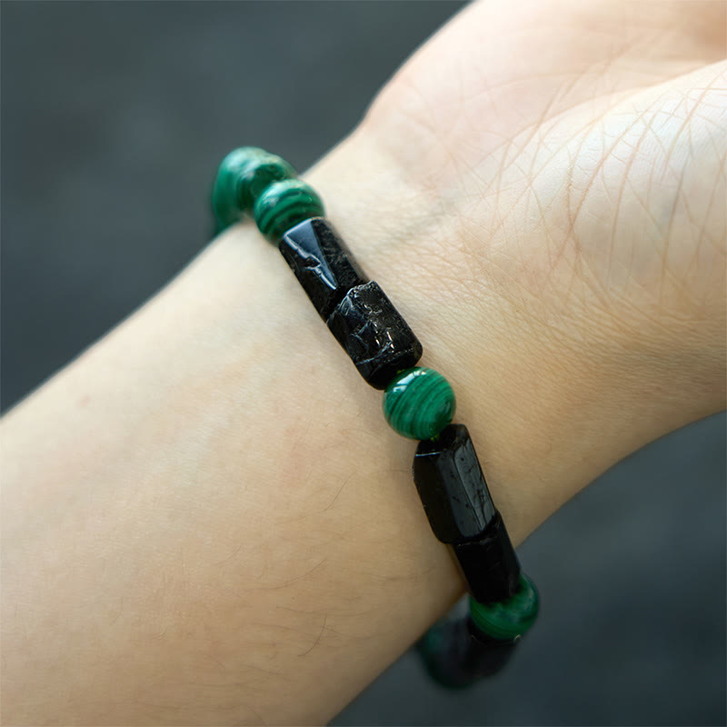 Buddha Stones May Peace and Power Walk Beside You Malachite Bracelet Includes Gift Message Card
