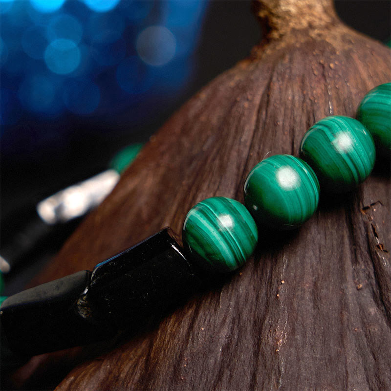 Buddha Stones May Peace and Power Walk Beside You Malachite Bracelet Includes Gift Message Card