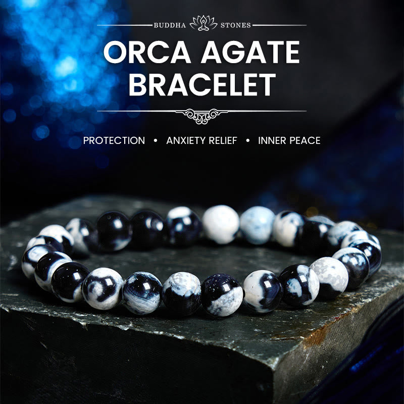 Buddha Stones May the Stars Guide Your Dreams Orca Agate Bracelet Includes Gift Message Card