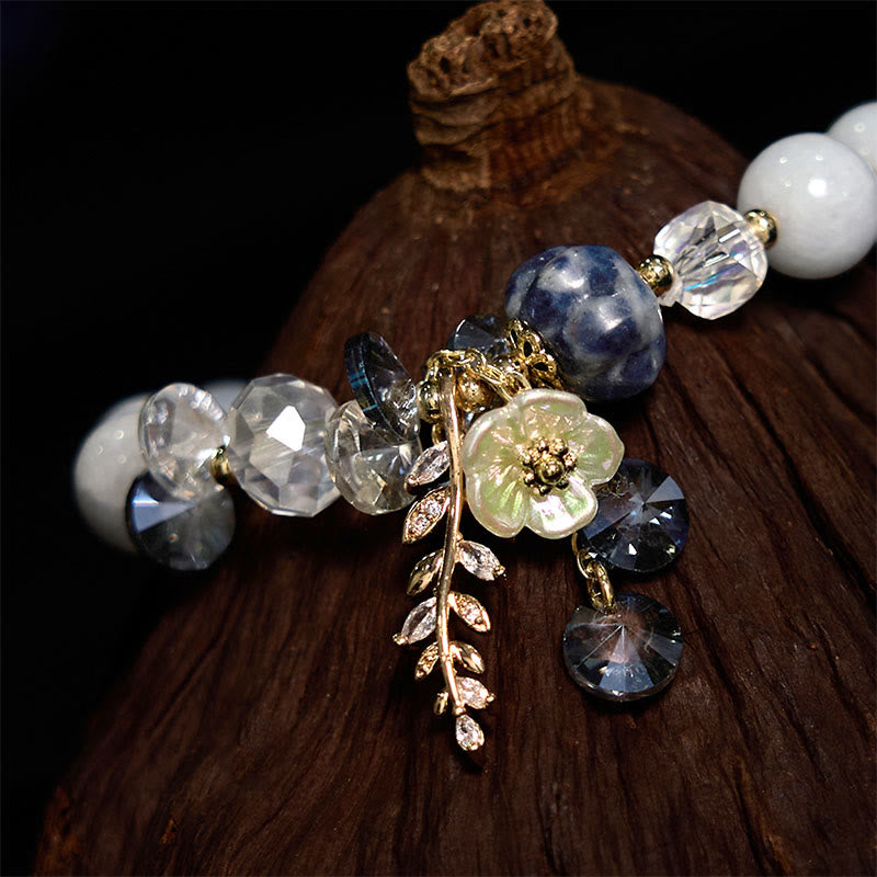 Buddha Stones Sending You Peace and Grace Blue Crystal Flower Bracelet Includes Gift Message Card