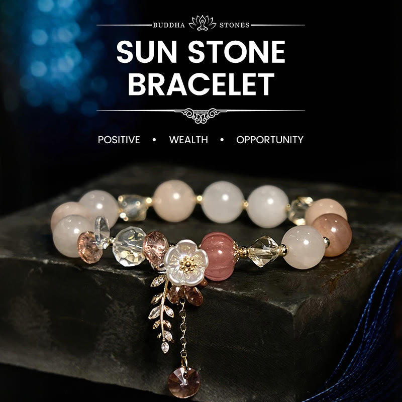 Buddha Stones Wishing You Light and Happiness Sun Stone Bracelet Includes Gift Message Card