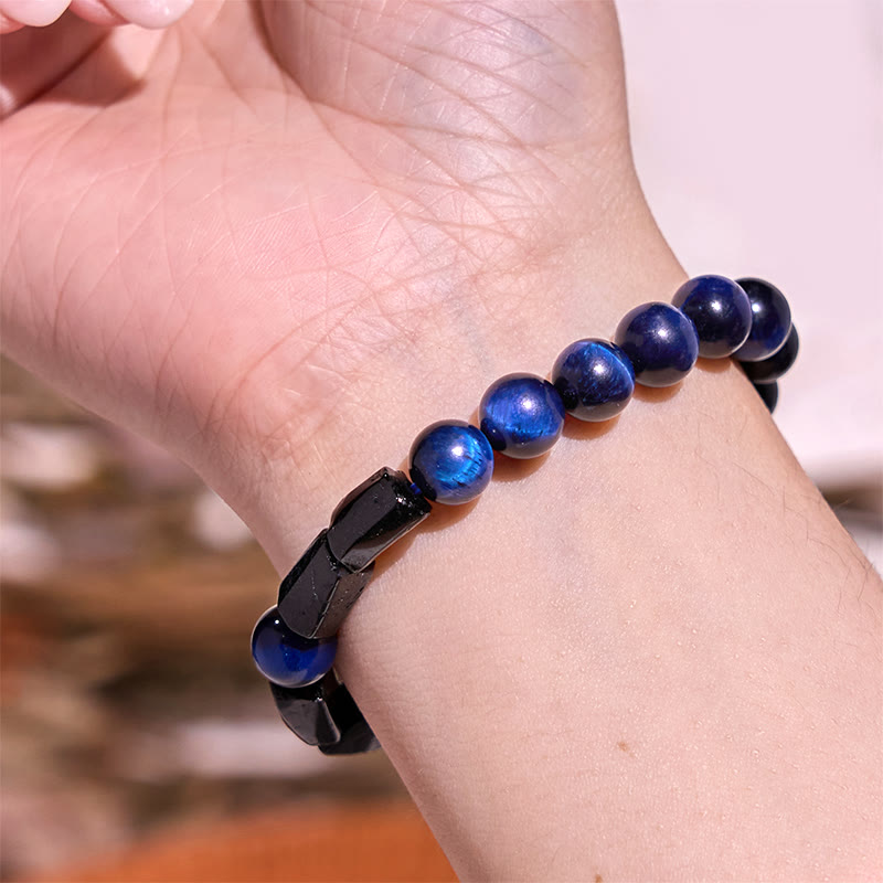 Buddha Stones Wishing You Strength and Clarity Blue Tiger Eye Bracelet Includes Gift Message Card