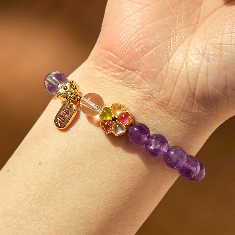 Buddha Stones All the best for Calm and Wisdom Amethyst Safe Bracelet Includes Gift Message Card