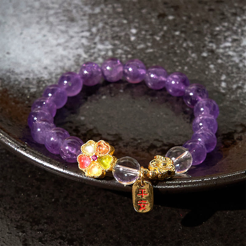 Buddha Stones All the best for Calm and Wisdom Amethyst Safe Bracelet Includes Gift Message Card