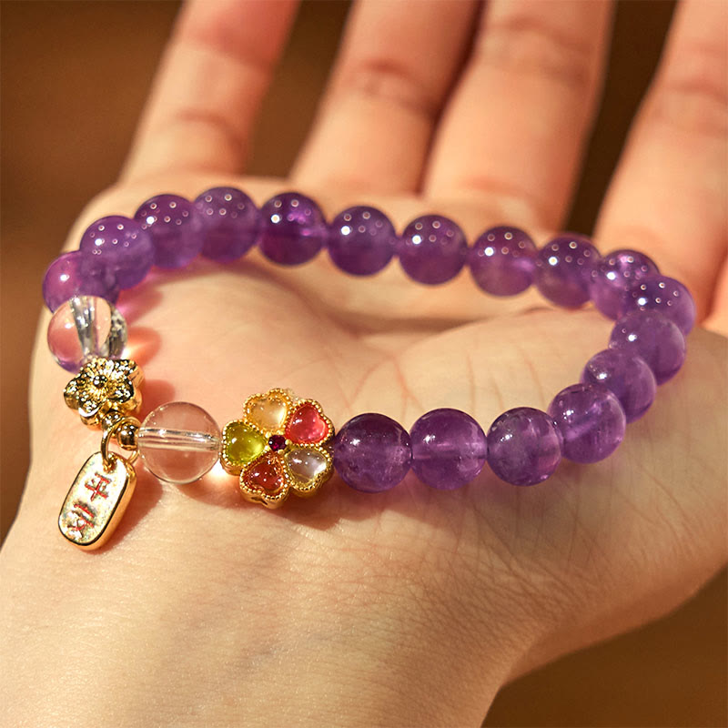 Buddha Stones All the best for Calm and Wisdom Amethyst Safe Bracelet Includes Gift Message Card