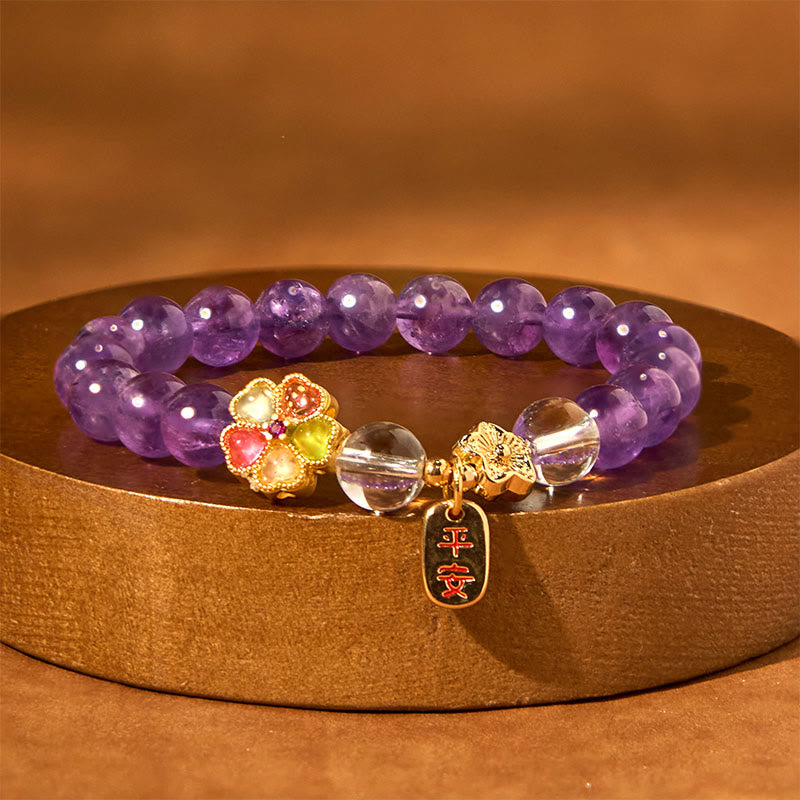 Buddha Stones All the best for Calm and Wisdom Amethyst Safe Bracelet Includes Gift Message Card