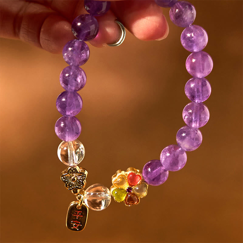 Buddha Stones All the best for Calm and Wisdom Amethyst Safe Bracelet Includes Gift Message Card