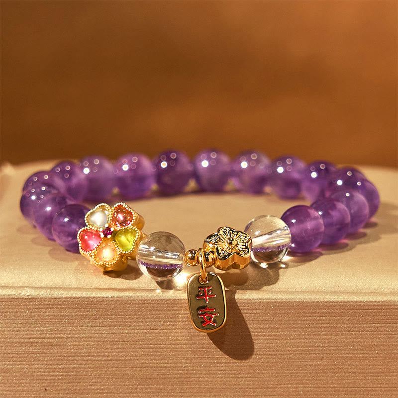 Buddha Stones All the best for Calm and Wisdom Amethyst Safe Bracelet Includes Gift Message Card