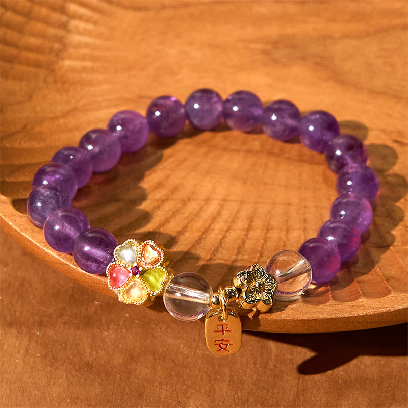 Buddha Stones All the best for Calm and Wisdom Amethyst Safe Bracelet Includes Gift Message Card