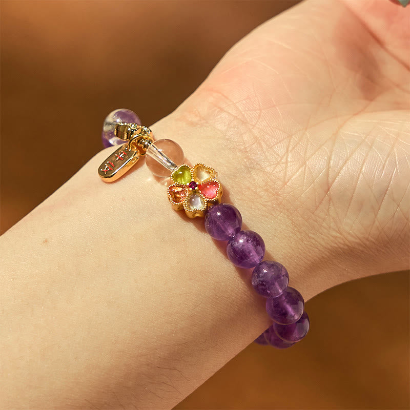 Buddha Stones All the best for Calm and Wisdom Amethyst Safe Bracelet Includes Gift Message Card