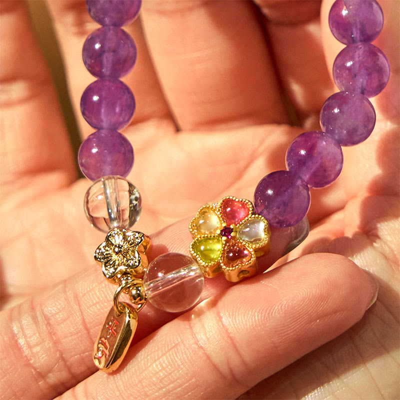Buddha Stones All the best for Calm and Wisdom Amethyst Safe Bracelet Includes Gift Message Card