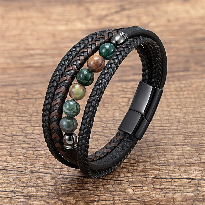 Buddha Stones Wishing You Peace and Harmony Indian Agate Bracelet Includes Gift Message Card