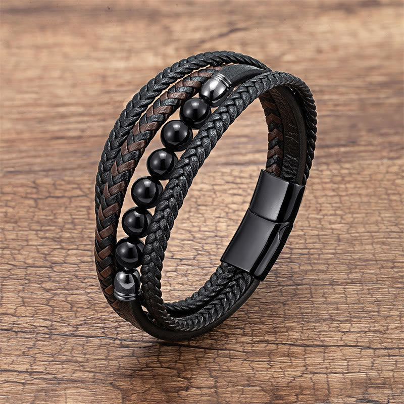 Buddha Stones Wishing You Protection and Strength Black Onyx Bracelet Includes Gift Message Card
