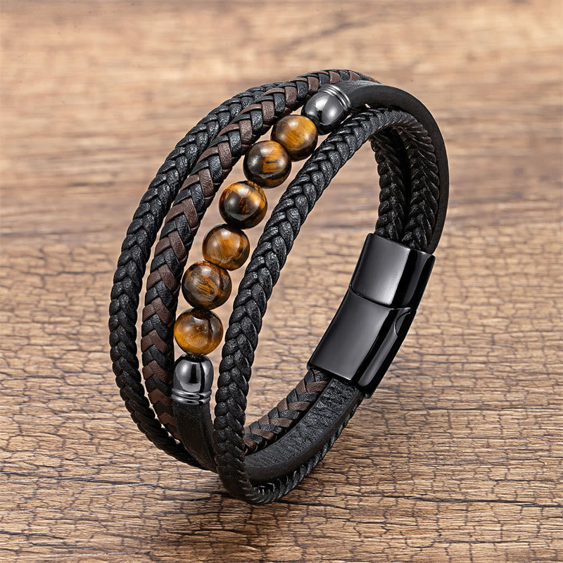 Buddha Stones Wishing You Luck and Confidence Tiger Eye Leather Includes Gift Message Card