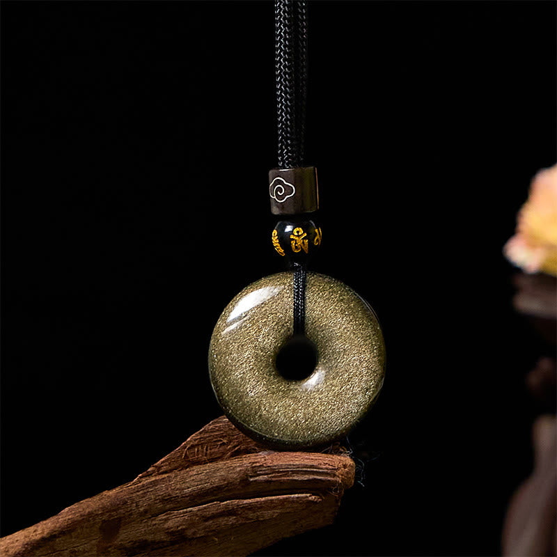 Buddha Stones All the best for Luck and Confidence Obsidian Necklace Includes Gift Message Card