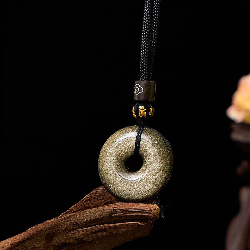 Buddha Stones All the best for Luck and Confidence Obsidian Necklace Includes Gift Message Card