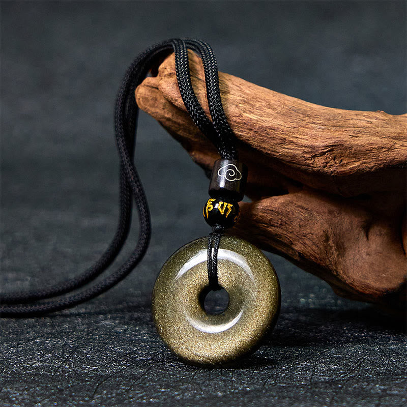Buddha Stones All the best for Luck and Confidence Obsidian Necklace Includes Gift Message Card