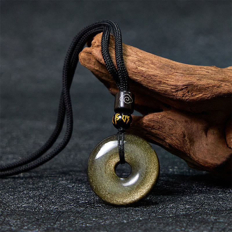 Buddha Stones All the best for Luck and Confidence Obsidian Necklace Includes Gift Message Card