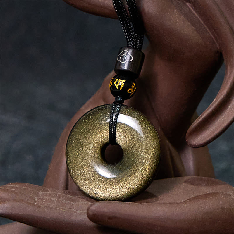Buddha Stones All the best for Luck and Confidence Obsidian Necklace Includes Gift Message Card