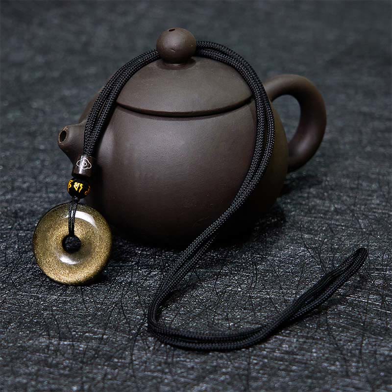 Buddha Stones All the best for Luck and Confidence Obsidian Necklace Includes Gift Message Card