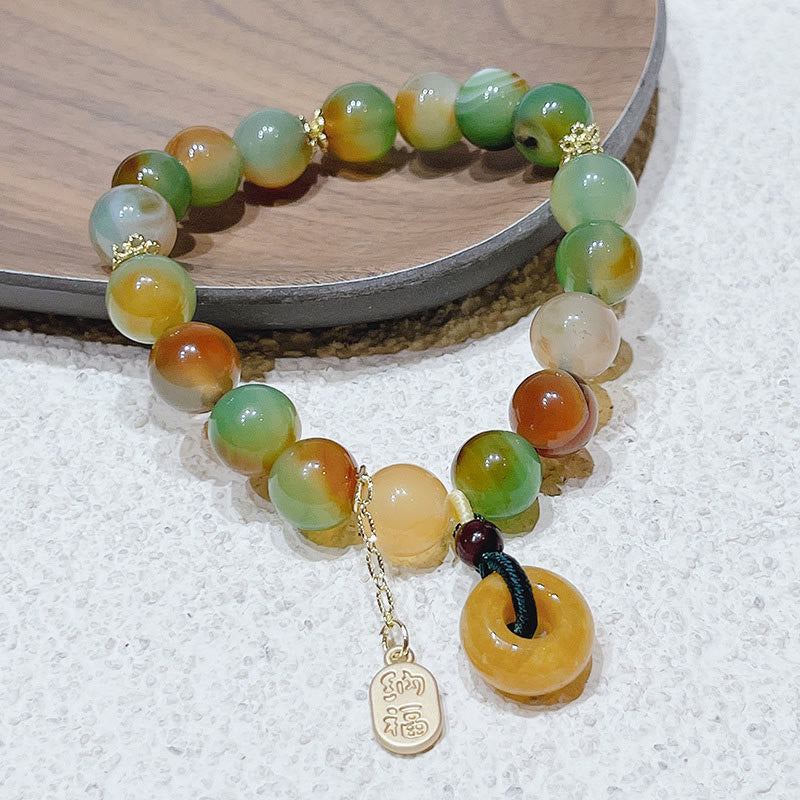 Buddha Stones May Balance and Safety Be With YouPeacock Agate Bracelet Includes Gift Message Card