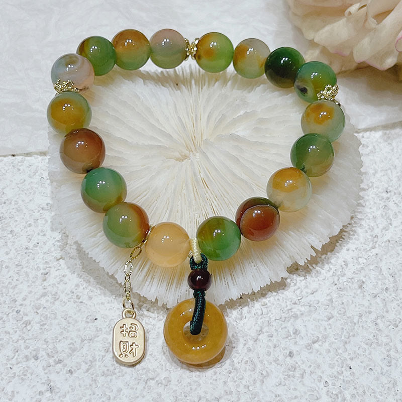 Buddha Stones May Balance and Safety Be With YouPeacock Agate Bracelet Includes Gift Message Card
