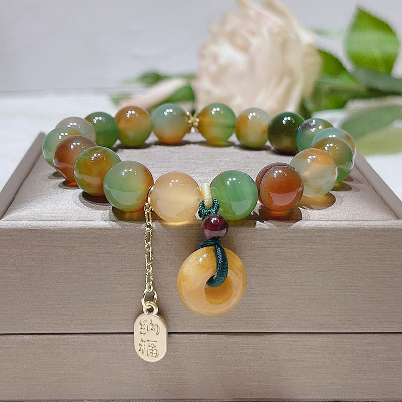 Buddha Stones May Balance and Safety Be With YouPeacock Agate Bracelet Includes Gift Message Card