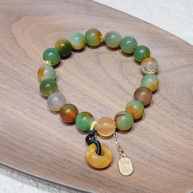 Buddha Stones May Balance and Safety Be With YouPeacock Agate Bracelet Includes Gift Message Card