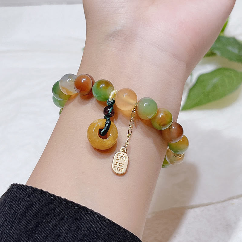Buddha Stones May Balance and Safety Be With YouPeacock Agate Bracelet Includes Gift Message Card