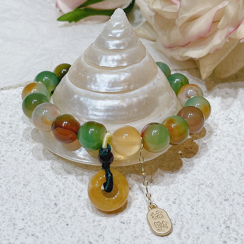 Buddha Stones May Balance and Safety Be With YouPeacock Agate Bracelet Includes Gift Message Card
