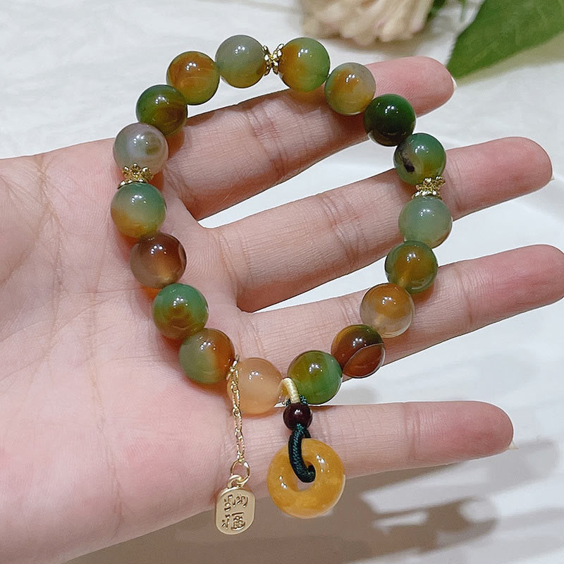Buddha Stones May Balance and Safety Be With YouPeacock Agate Bracelet Includes Gift Message Card