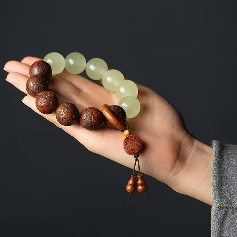 Buddha Stones Wishing You Wealth and Protection Sappan Wood Bracelet Includes Gift Message Card