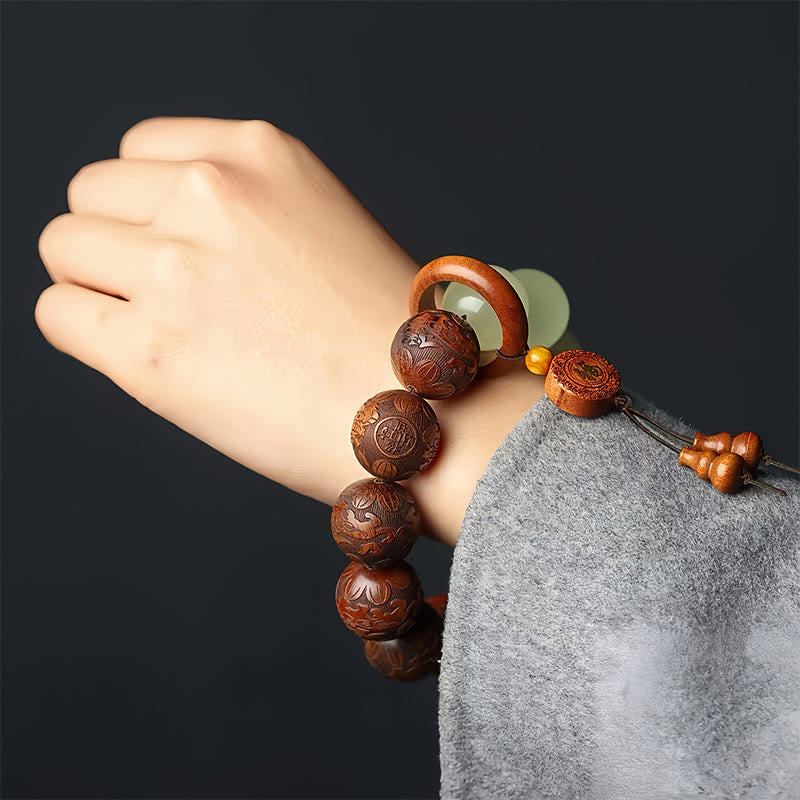Buddha Stones Wishing You Wealth and Protection Sappan Wood Bracelet Includes Gift Message Card