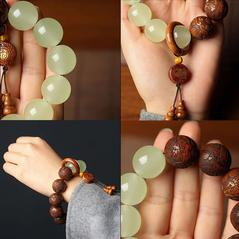Buddha Stones Wishing You Wealth and Protection Sappan Wood Bracelet Includes Gift Message Card