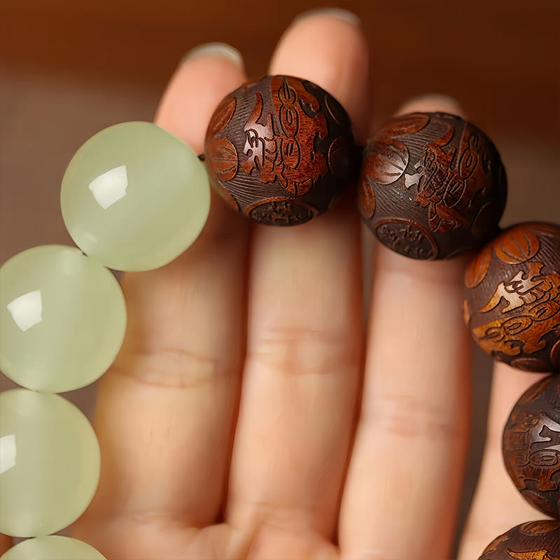 Buddha Stones Wishing You Wealth and Protection Sappan Wood Bracelet Includes Gift Message Card