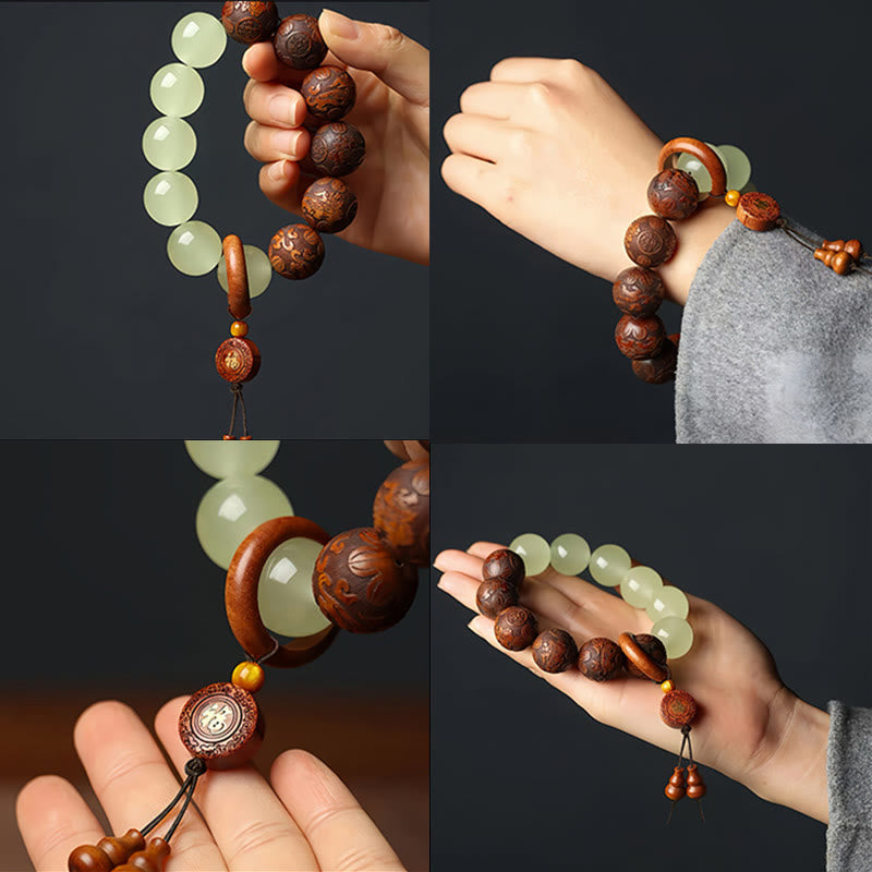 Buddha Stones Wishing You Wealth and Protection Sappan Wood Bracelet Includes Gift Message Card