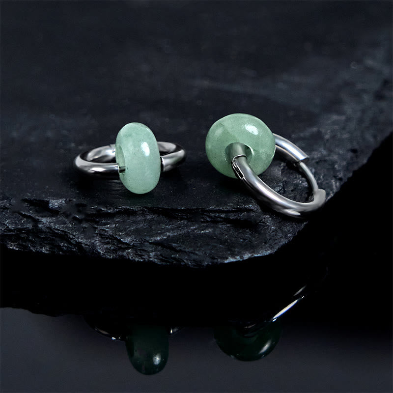 Buddha Stones Sending Calm and EleganceTitanium Steel Jade Earrings Includes Gift Message Card